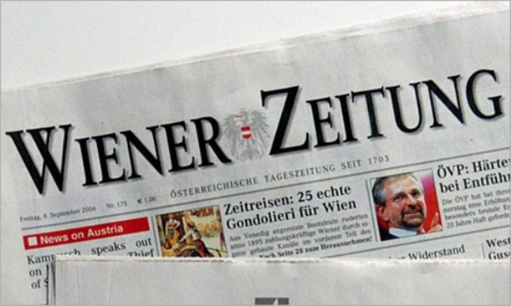 Dünyanın En Eski Gazetesi olan Weiner Zeitung Kapandı!