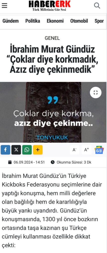 İbrahim Murat Gündüz, Bilge Tonyukuk’un “Çoklar Diye Korkmadık, Azız Diye Çekinmedik” Sözleriyle Türkiye Kick Boks Federasyonu’na Verdiği Mesaj 1 WhatsApp Gorsel 2024 09 07 saat 14.52.20 f48aee2c